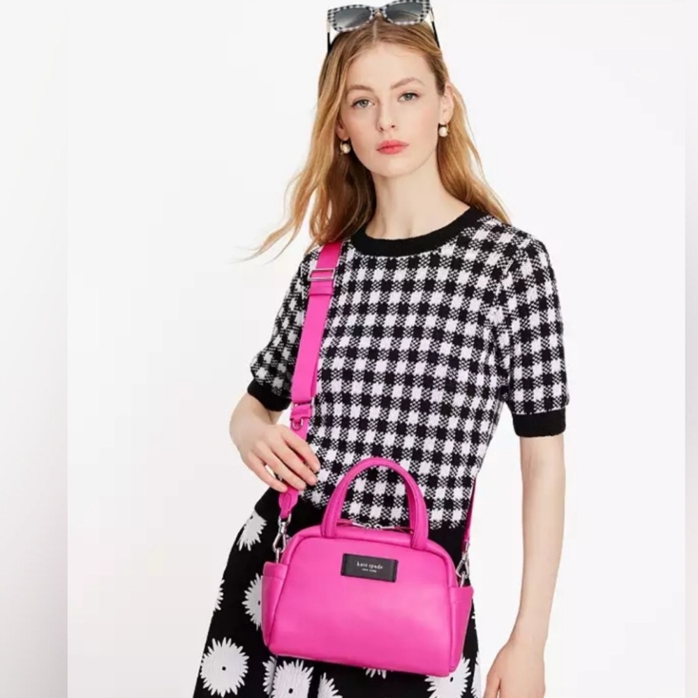 NWT Kate Spade Pink Puffy Smooth Leather Crossbody Sachel - Picture 2 of 9